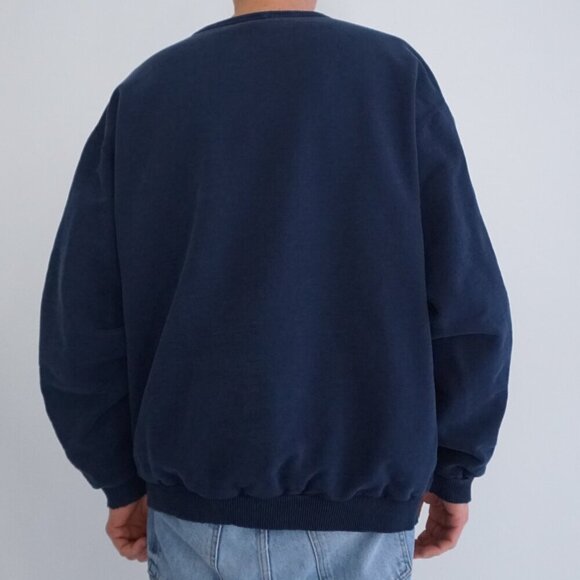 Vintage '90S Non-Fiction Navy Heavyweight 100% Cotton Crewneck Sweater XL - Picture 3 of 10